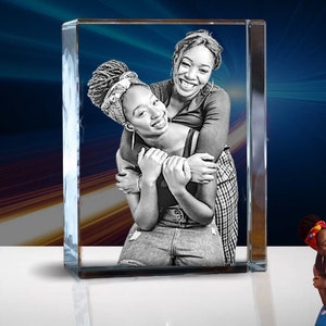 Personalized BFF Gift ,With Photo & Text, Laser Etched Picture | 3D Photo Crystal Rectangle - Fast USA Delivery