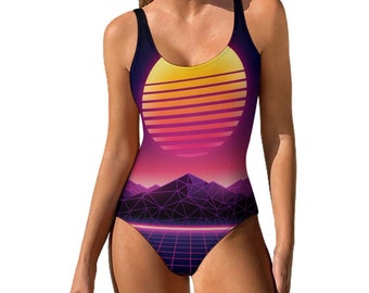 Synthwave One Piece Swimsuit