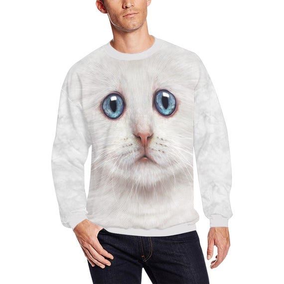 White Kitten Face Sweater Etsy Canada