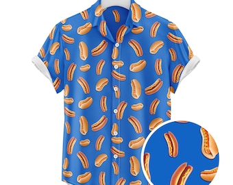 Hot Dog Hawaiian Shirt | Button Up Down Shirt
