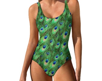 Peacock Feather One Piece Swimsuit