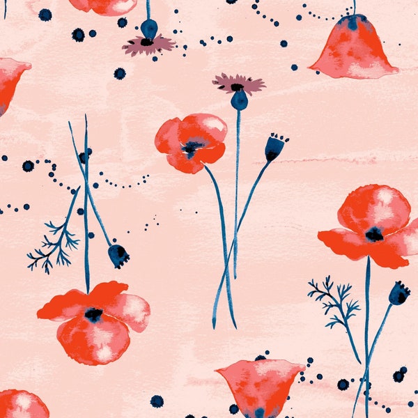Poppy Organic Fitted Sheet | Flora Crib Cot Bassinet Cradle & Pram | Wanderlust, Wildflower | Poppies Baby Girl Floral Nursery Bib Red Pink