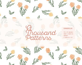 DANDELIA - Mini Patrón Floral Primaveral | Estampado para Telas Papelería y Decoración Infantil | Papel Digital Estilo Dibujado a Mano