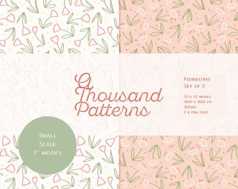 Patrón Seamless de Flores Doodle 1” | Pack de 2 Diseños | Textiles Infantiles y Decoración | Papel Digital