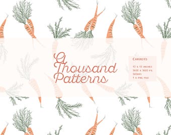 CARROTS - Patrón Seamless de Zanahorias | Papelería y Accesorios | Papel Digital Estilo Dibujado a Mano