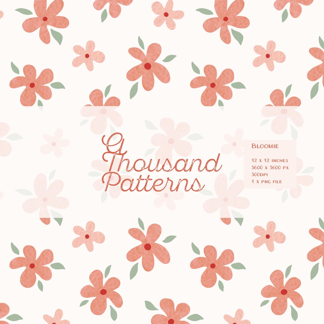 BLOOMIE - Tossed Pink Floral Seamless Digital Pattern - 12x12 in - High ...