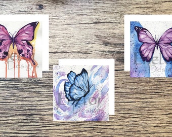 Watercolor Butterfly Card Assortment / Original Painting Stationery / Handmade Blank Note Cards