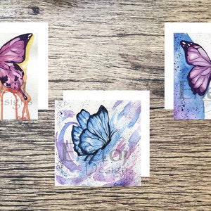 Watercolor Butterfly Card Assortment / Original Painting Stationery / Handmade Blank Note Cards