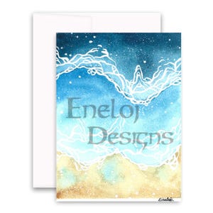 Beach Watercolor Card / Original Painting / Note Cards / Stationery / Handmade Birthday Card