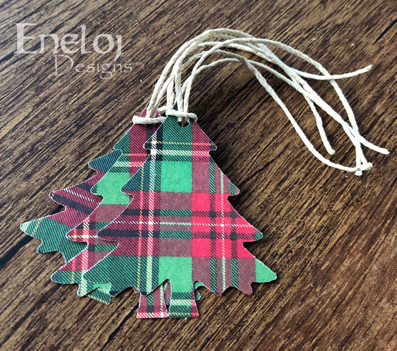 Christmas Tree Plaid Gift Tags / Handmade Die Cut Holiday Gift Etsy