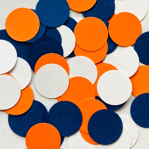 Blue & Orange Circles Confetti / Round Football Party Confetti / Sports Birthday Decor