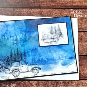 Masculine Card / Camping Cards for Men / Handmade Card / Blank Greeting Card / Dad Card / Men&#39;s Gift Wrapping