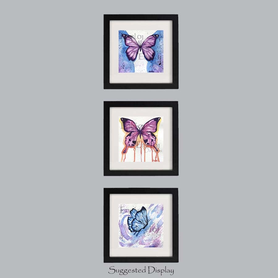 Blue Butterfly Watercolor Print Floor Mat