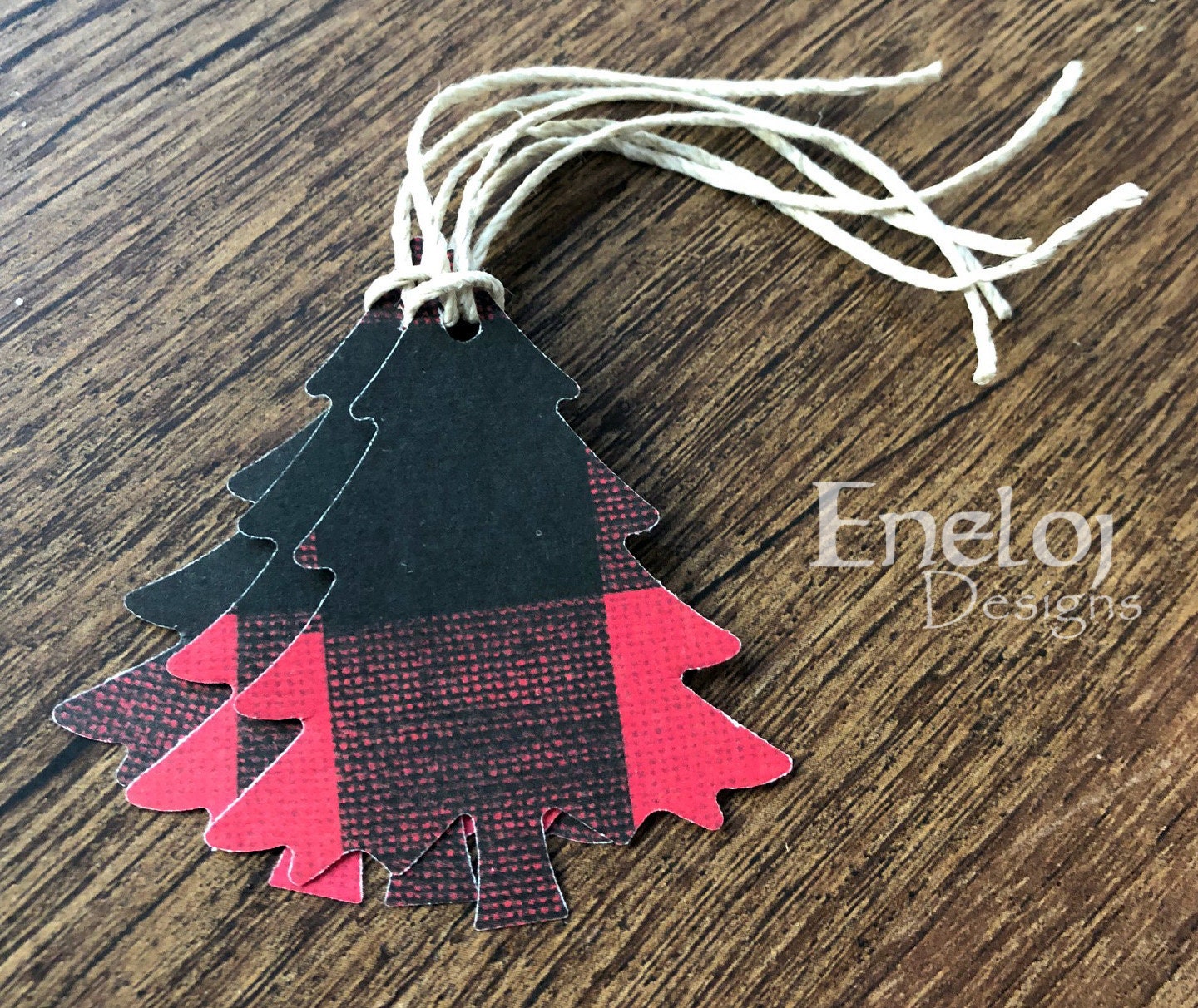 Christmas Tree Plaid Gift Tags / Handmade Die Cut Holiday Gift Etsy