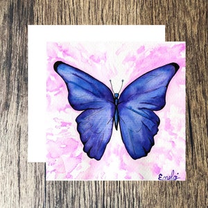 Watercolor Butterfly Card / Original Painting Stationery / Handmade Blank Note Cards