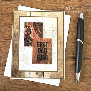 Masculine Birthday Card / Cards for Men / Handmade Woodgrain Card / Blank Greeting Card / Dad Card / Men&#39;s Gift Wrapping