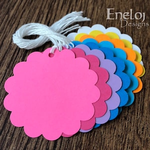 Flower Gift Tags with String / Handmade Wedding Favor Tags / Baby Shower Gift Tags