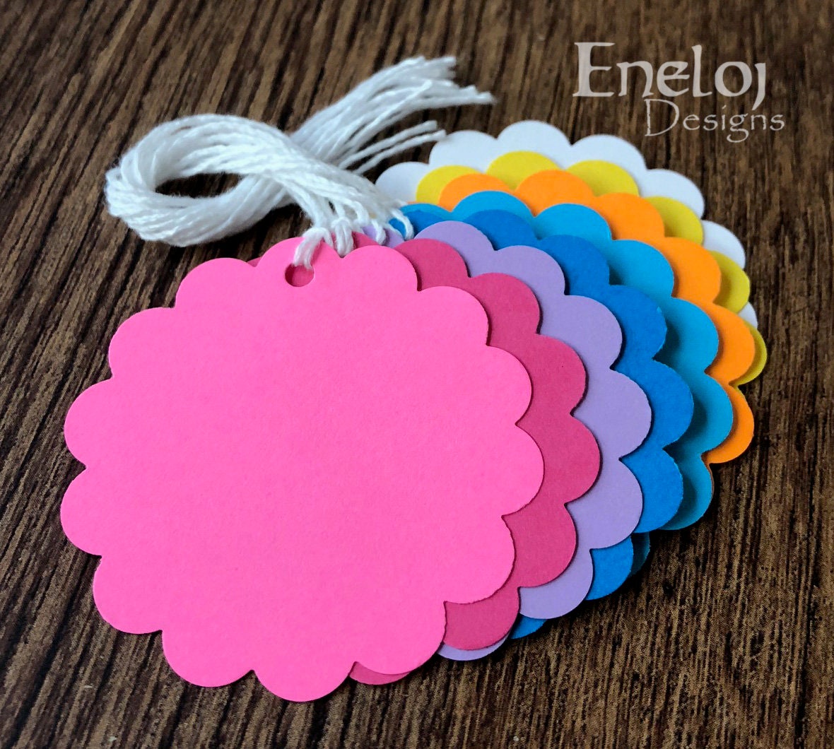 Flower Gift Tags With String / Handmade Wedding Favor Tags / Etsy