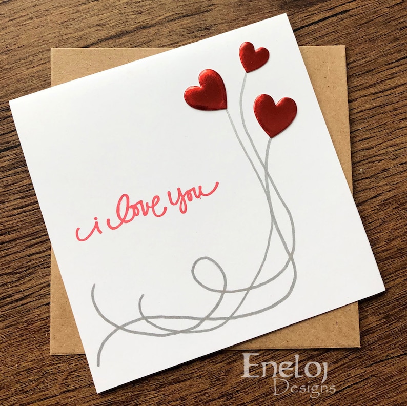 Valentine's Day Card / I Love You Handmade Wedding Cards / Blank ...