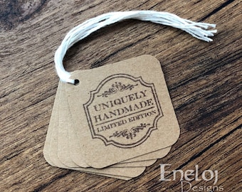 Uniquely Handmade Limited Edition Gift Tag / Hand Stamped Gift Tags with String / Kraft Handmade Gift Tags