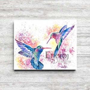 Hummingbird Watercolor Painting / Original Hummingbird Print / Bird Wall Art and Decor