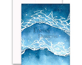 Ocean Waves Watercolor Card / Original Painting / Beach Note Cards / Stationery / Handmade Birthday Card