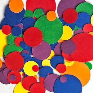 Primary Circles Confetti / Rainbow Birthday Party / Round Table Confetti / Gift Wrapping
