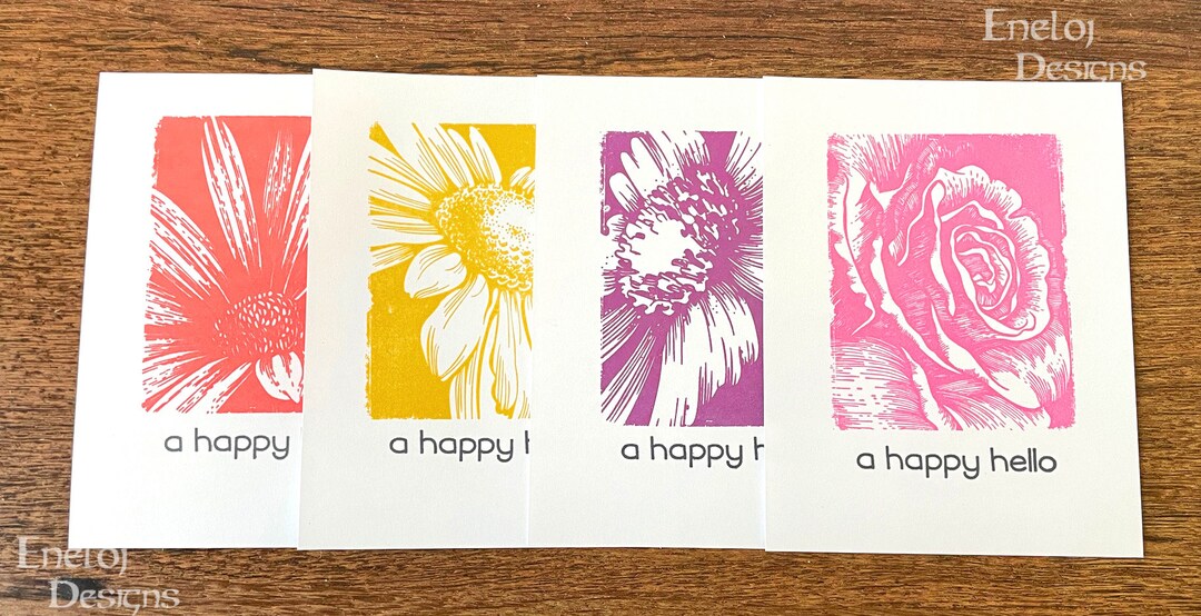 Flower Card Set / Handmade Greeting Card / Flower Cards / Blank Note ...