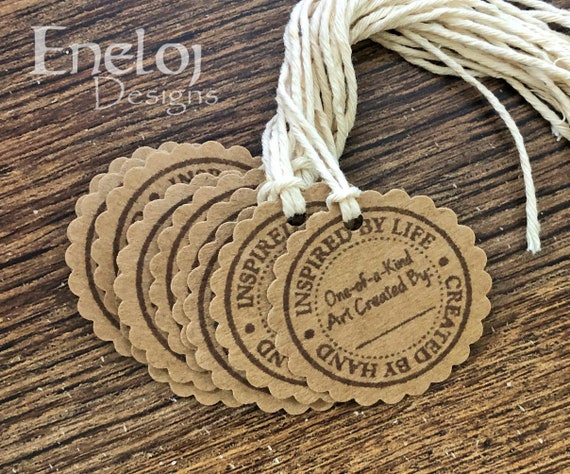 Customizable 'one of a Kind' Gift Tags With String / Hand Stamped Favor Tags  / Die Cut Brown Kraft Gift Wrapping 