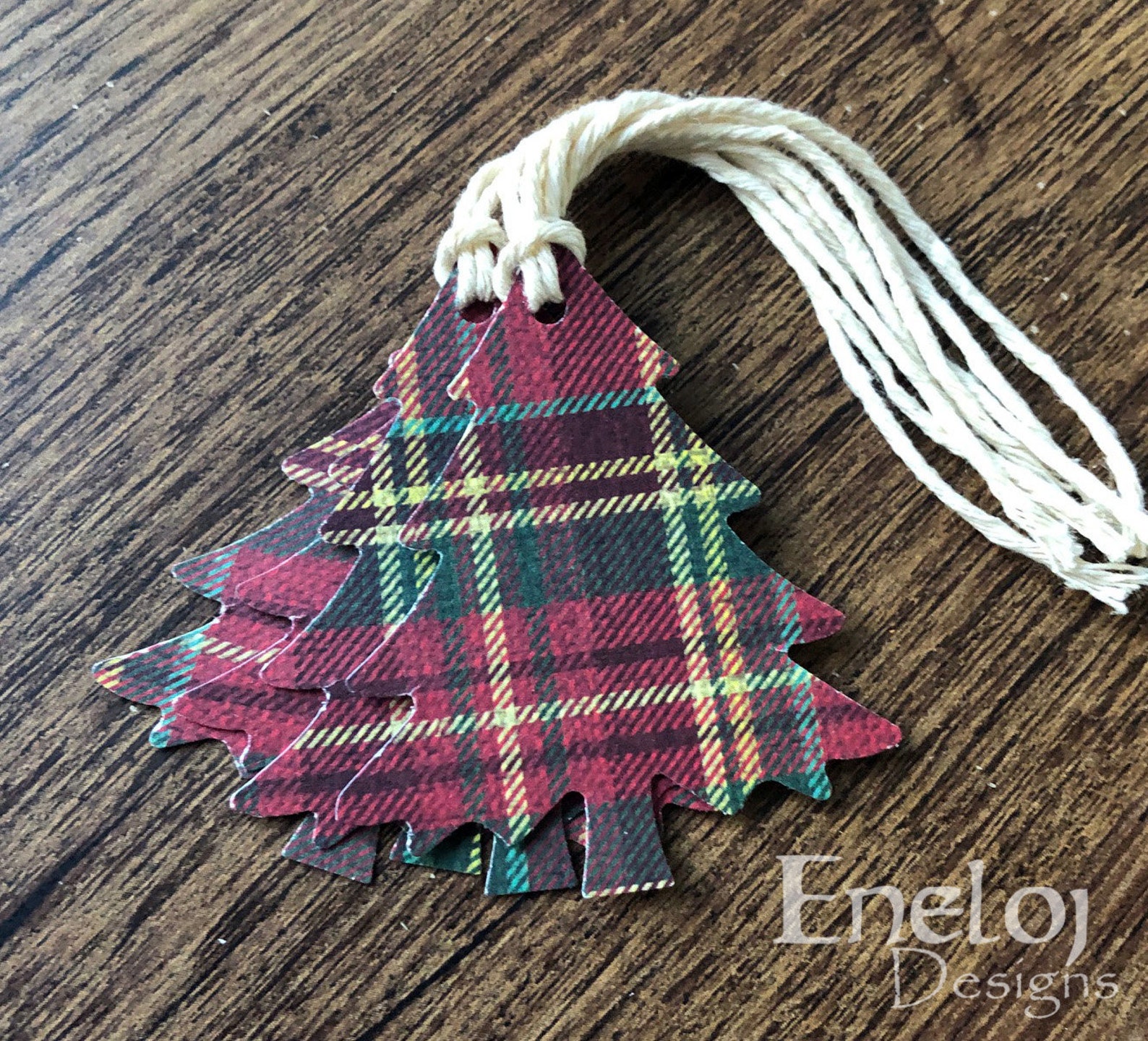 Christmas Tree Plaid Gift Tags / Handmade Die Cut Holiday Gift Etsy