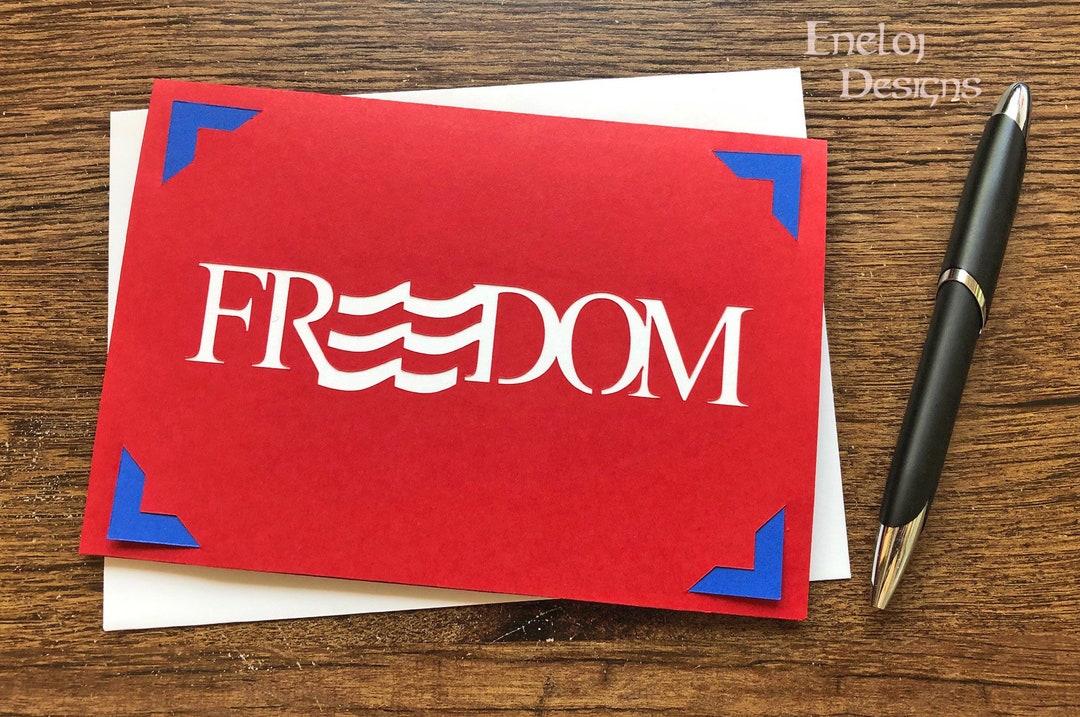 Freedom Card / Independence Day Card / Military Die Cut Note Card