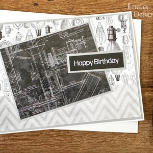 Masculine Birthday Card / Cards for Men / Handmade Woodgrain Card / Blank Greeting Card / Dad Card / Men&#39;s Gift Wrapping