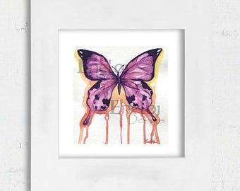 Pink Butterfly Watercolor Painting of Original Art Print, Wall Art & Home Decor