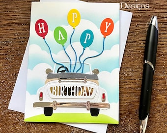 Happy Birthday Card / Handmade Birthday Cards / Cute Birthday Card / Blank Card / Birthday Balloons / Birthday Wrapping