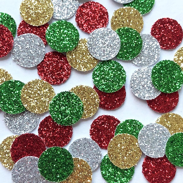 Christmas Glitter Circles Confetti / Winter Wedding Holiday Table Scatter / Christmas Wrapping