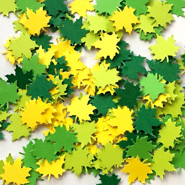 Maple Leaf Confetti / Spring Wedding Decor / Green Die Cut Leaves / Summer Table Scatter