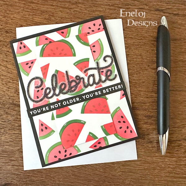 Happy Birthday Card / Watermelon Card / Summer Fruit Card / Hand Inked Card / Birthday Wishes / Blank Stationery