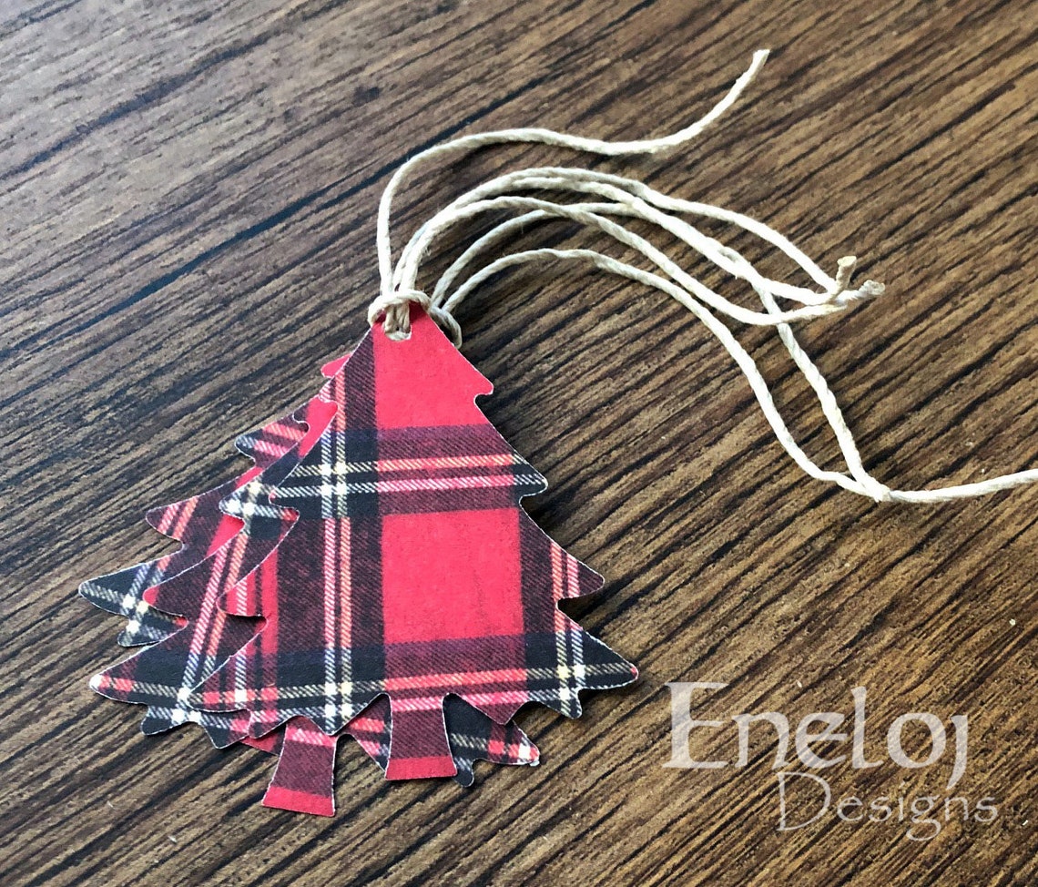 Christmas Tree Plaid Gift Tags / Handmade Die Cut Holiday Gift Etsy