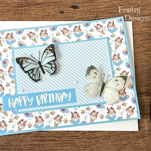 Butterfly Birthday Card / Happy Birthday / Handmade Butterfly Card / Blank Note Card  / Birthday Stationery
