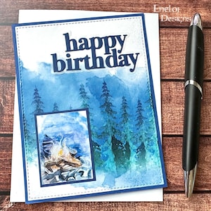 Masculine Birthday Card / Cards for Men / Handmade Outdoor Card / Blank Greeting Card / Dad Card / Men&#39;s Gift Wrapping