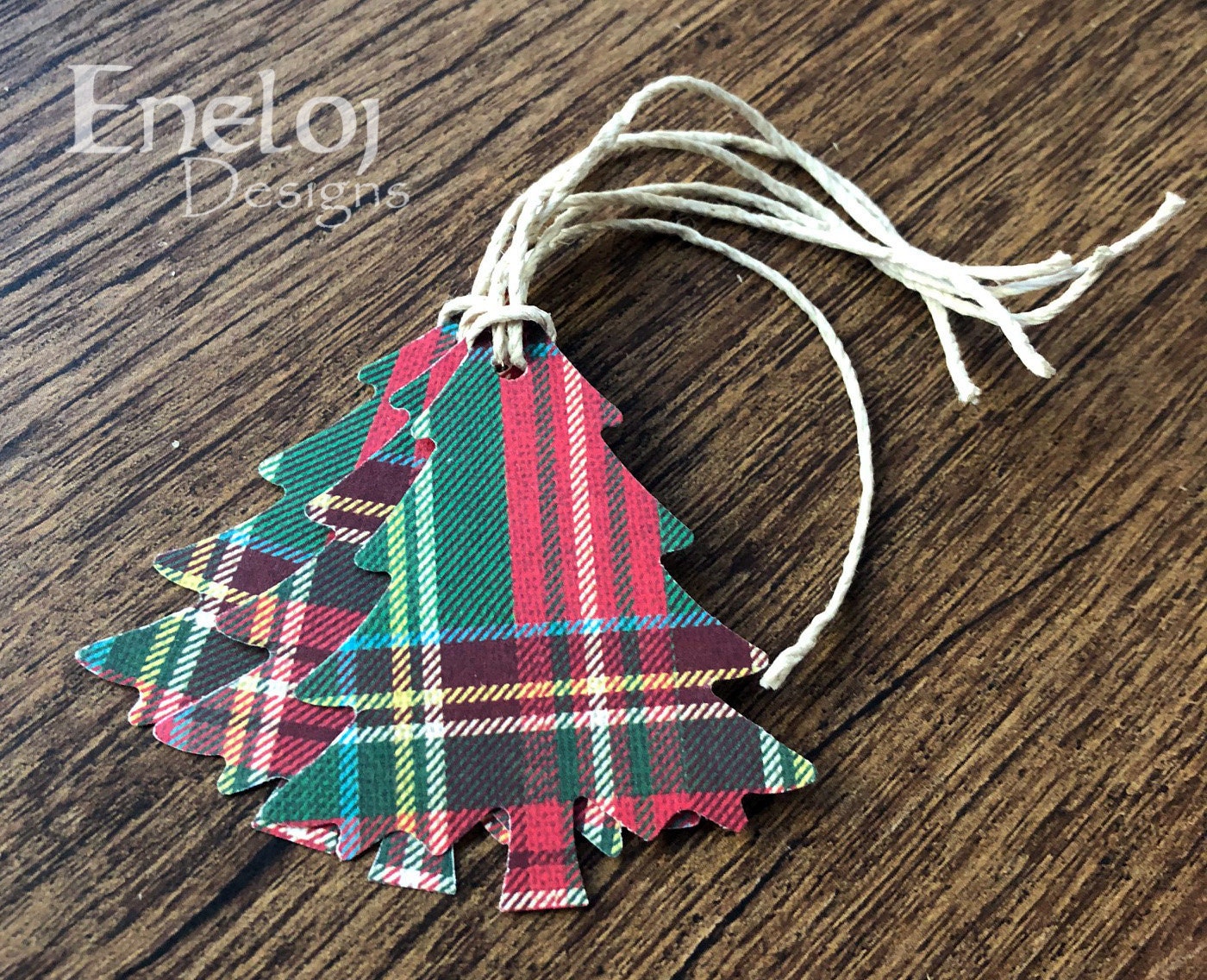 Christmas Tree Plaid Gift Tags / Handmade Die Cut Holiday Gift Etsy