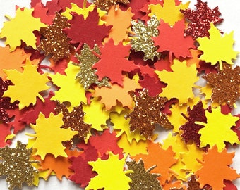 Maple Leaf Confetti / Fall Wedding Decor / Handmade Die Cut Leaves / Thanksgiving Table Scatter