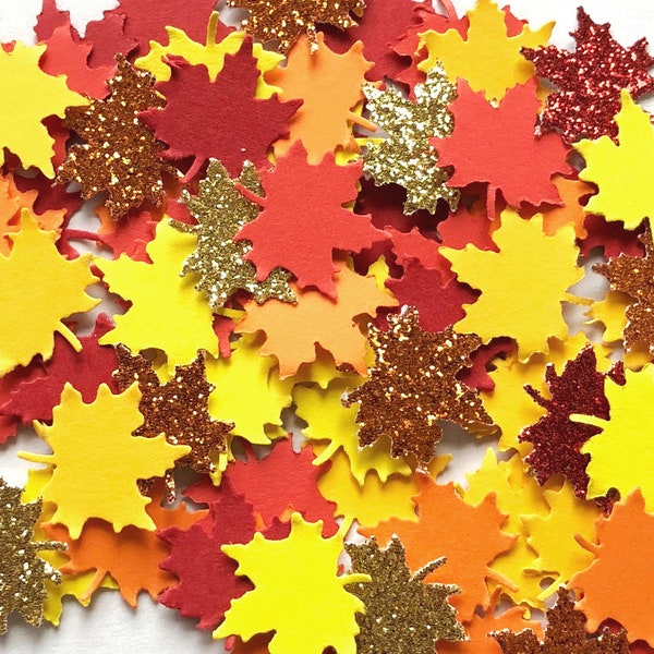 Maple Leaf Confetti / Fall Wedding Decor / Handmade Die Cut Leaves / Thanksgiving Table Scatter