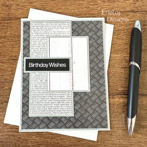Masculine Birthday Card / Cards for Men / Handmade Woodgrain Card / Blank Greeting Card / Dad Card / Men&#39;s Gift Wrapping