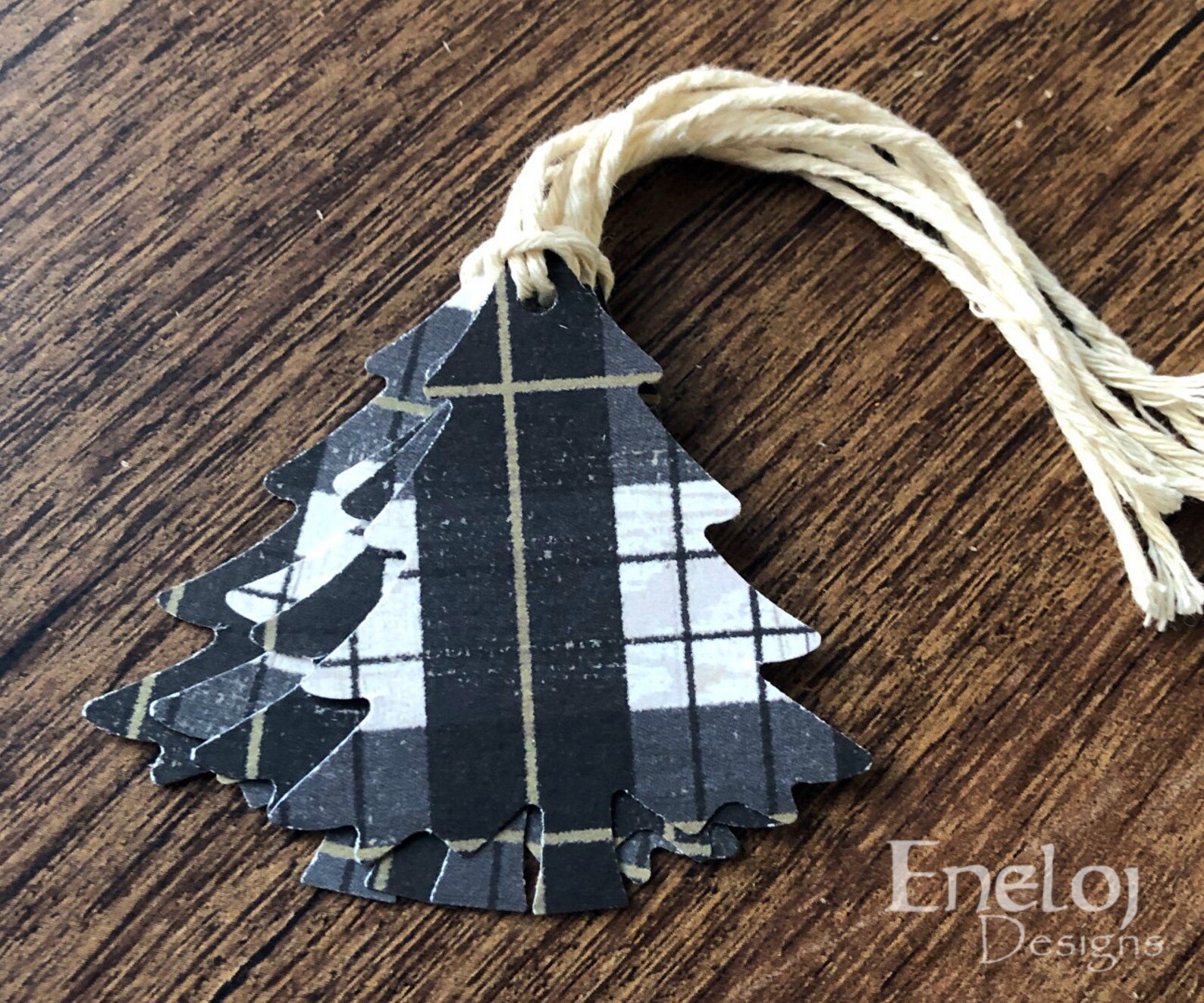 Christmas Tree Plaid Gift Tags / Handmade Die Cut Holiday Gift Etsy