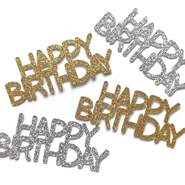 Happy Birthday Glitter Confetti / Handmade Die Cut Birthday Decor / Birthday Table Scatter / Birthday Confetti