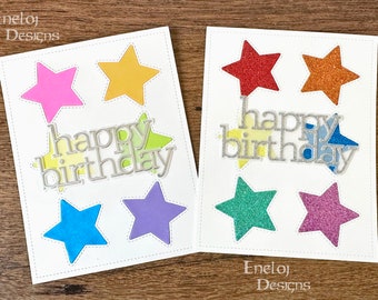 Happy Birthday Card / Celebrate Card / Party Stars Card / Blank Birthday Card / Birthday Stationery