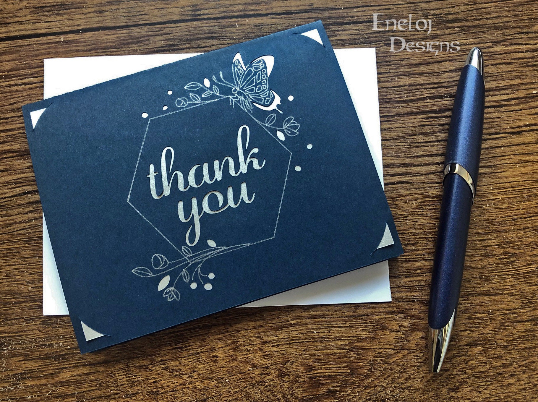 Thank You Card / Die Cut Thank You Note / Handmade Greeting Etsy