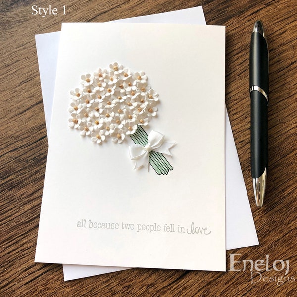 Wedding Card / Handmade Greeting Card / Blank Note Card  / Wedding Stationery / Bouquet Card