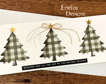 Slimline Christmas Card / Die Cut Christmas Tree Card / Blank Christmas Card / Christmas Stationery